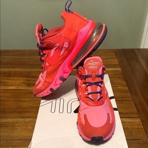 Nike Air 270 React Pink and Red Athletic Shoes